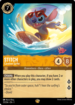 Stitch - Carefree Surfer card